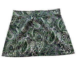 Lilly Pulitzer Vintage Corduroy Mini Skirt Paisley Green Navy 90's Size 2 Cotton